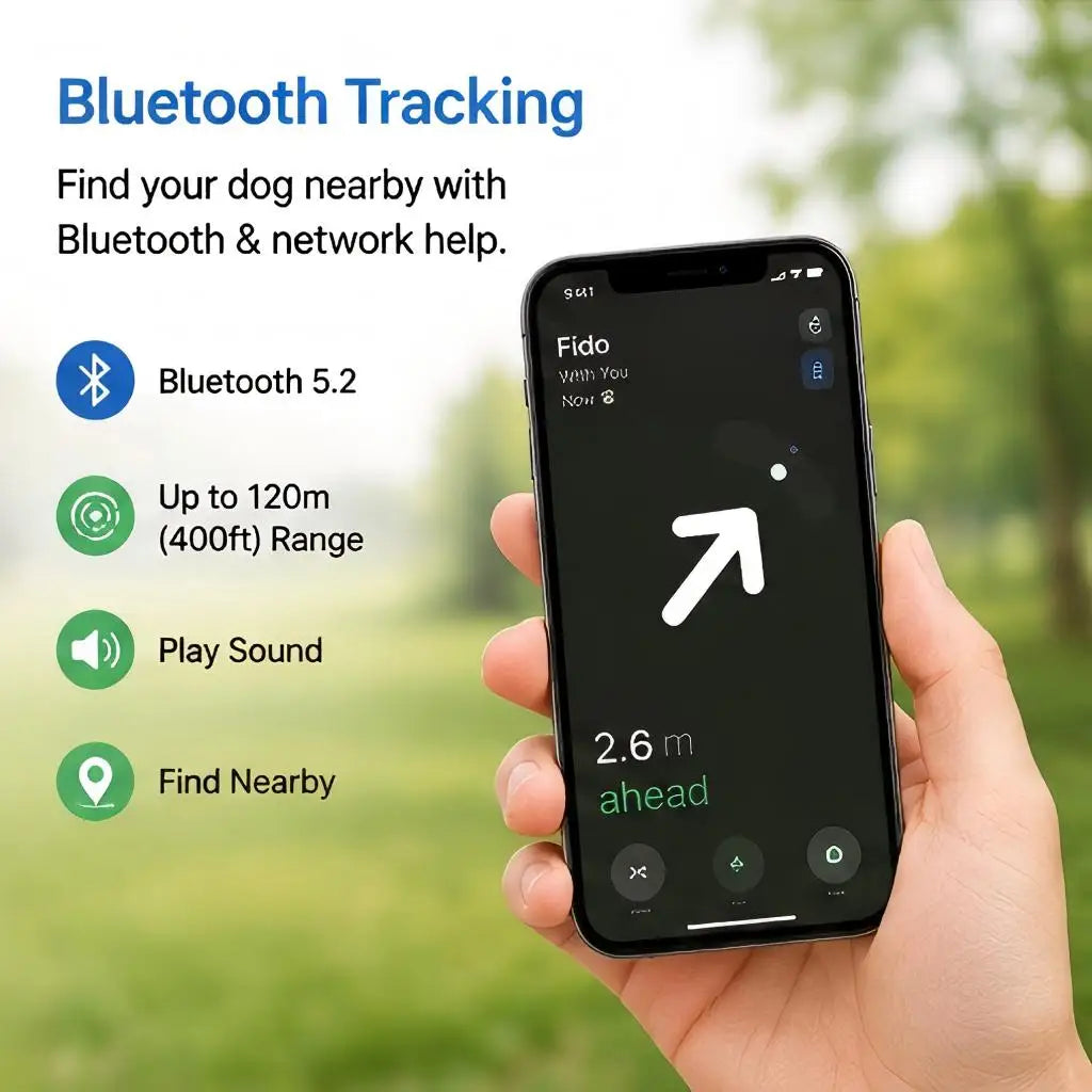 Dog GPS Tracker for Find My & Find Hub, Bluetooth Pet Locator Tag, No Monthly Fee, Waterproof Anti-Lost Tracker