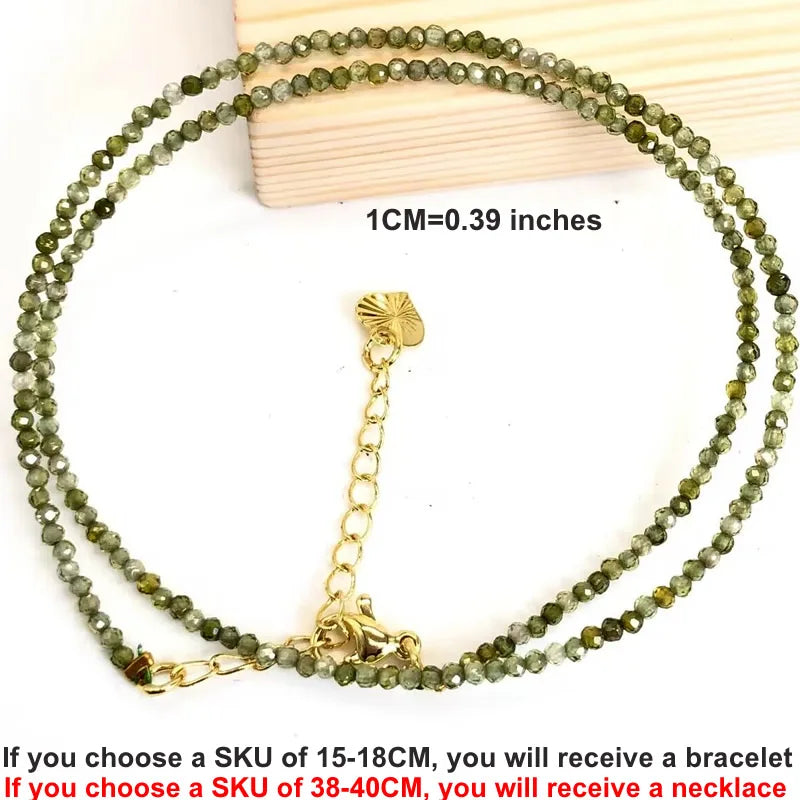 Natural Gemstones 2mm Cutting Angle beads Necklace Tourmaline quartz garnet zircon Bracelet Choker Men Female Jewelry Party Gift