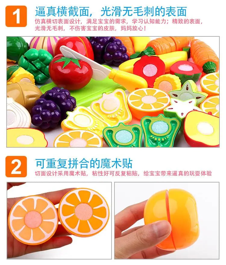 Children Kitchen Pretend Play Set Simulation Cutting Fruit Vegetable Food Cooking Miniature Thing Interactive Girl Kid Gift Toy