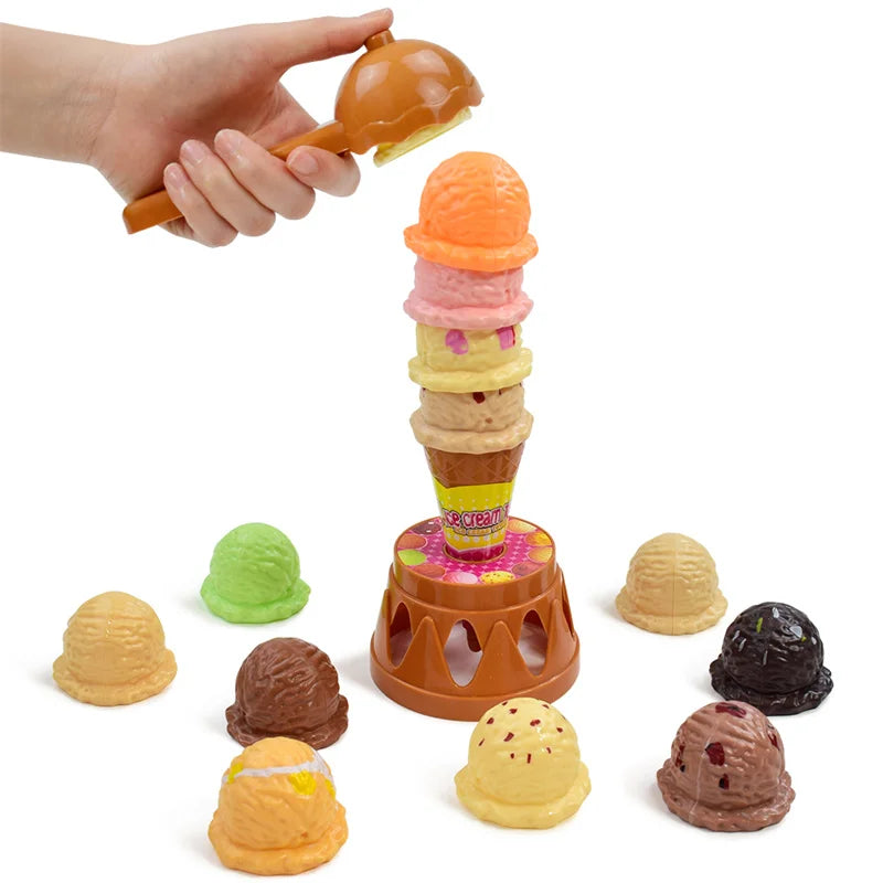 Children's Ice Cream Stacking Games Simulated Food Stack Up Play Kids Kitchen Pretend Play Toy Educational Toys For Gift Box