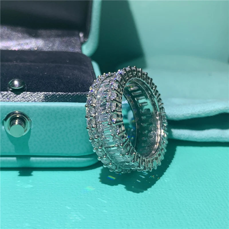 infinity ring S925 Sterling Silver Micro pave Moissanite Engagement Wedding Band Rings for women Party Jewelry