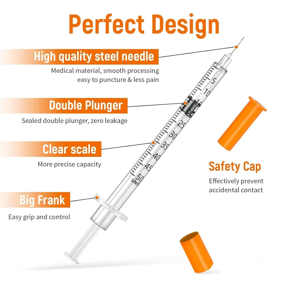 20/50/100pcs 1ml 0.5ml 30G Pet Animal Dog Cat Disposable Syringe Plastic Veterinary Syringe With Needles Medical Supplies
