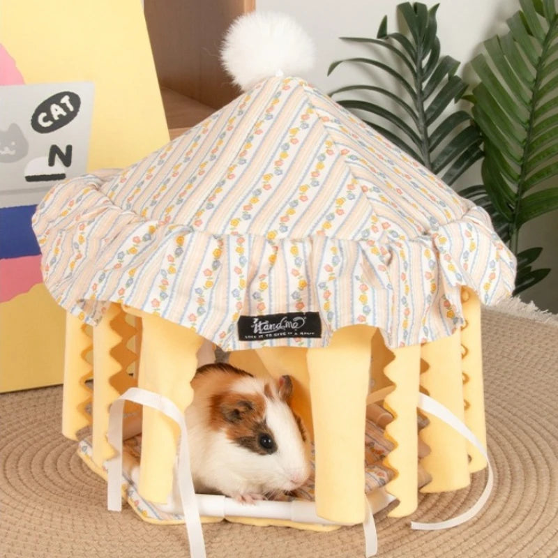 Tent Hamster Cage Guinea Pigs Rabbit Nest Hamster Cage House Cozy Small Pet Nest Tent Soft Cotton Pet House Sleeping Tent