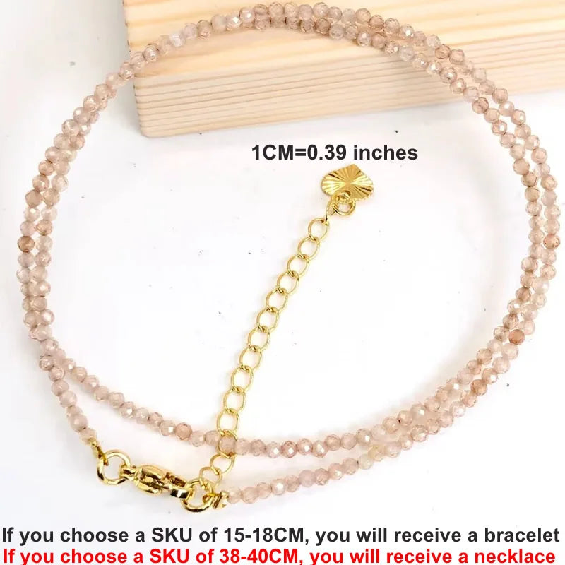 Natural Gemstones 2mm Cutting Angle beads Necklace Tourmaline quartz garnet zircon Bracelet Choker Men Female Jewelry Party Gift