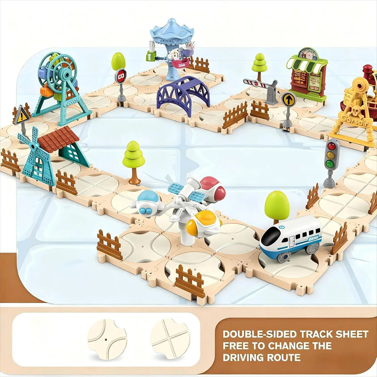 DIY Puzzle Track Car Set Assembling Scene Rail Train Learning Logic Road Board Games Educational Toy Kid Boy Birthday Gifts