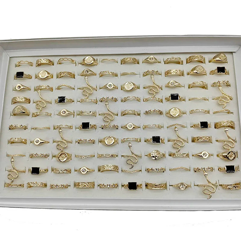 50000 Style Different Finger Rings Wholesale In Stock 100pc/Lot Hot Vintage Silver Gold Color New Alloy Joint Ring Party Women