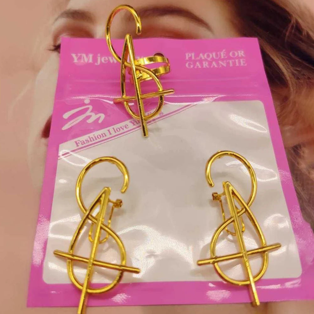 2pcs Jewelry Sets For Women Hollow Geometry Earrings Temperament Adjustable Ring Holiday Party Gifts Fashion Jewelry Accessories