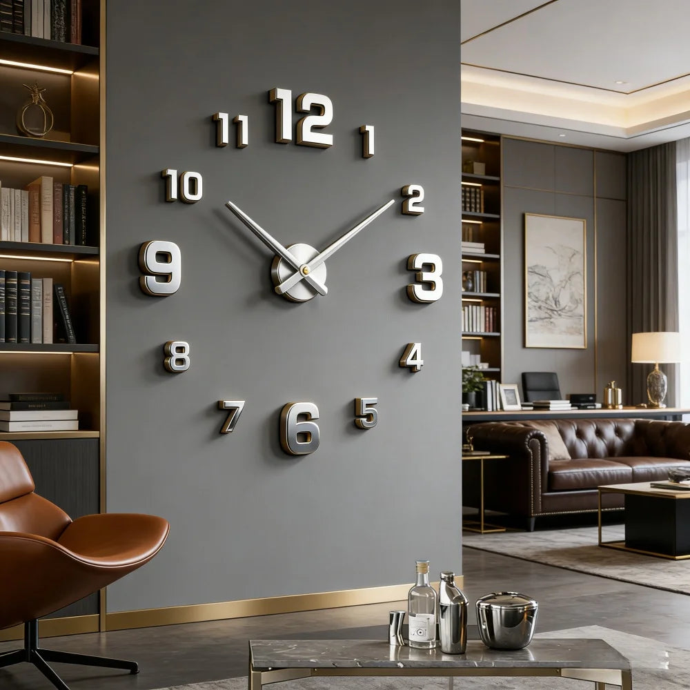 2026 Modern Design Large Wall Clock 3D DIY Quartz Clocks Fashion Watches Acrylic Mirror Stickers Living Room Home Decor Horloge