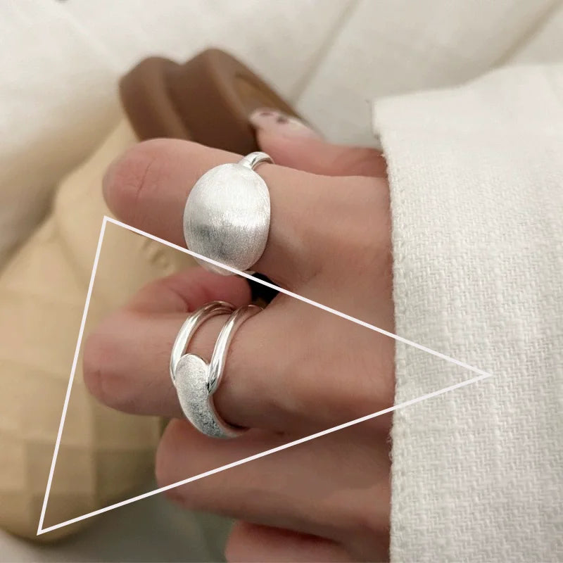 925 Sterling Silver Rings for Women Couple Minimalist Handmade Simple BIg Ring Party Jewelry Gift Prevent Allergy