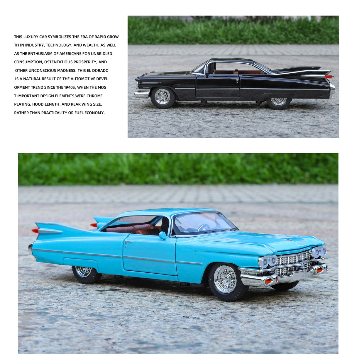 1:32 Cadillac Eldorado Biarritz Classic Retro Car Alloy Metal Diecast Model Car With Sound And Light Pull Back Collection Hobby