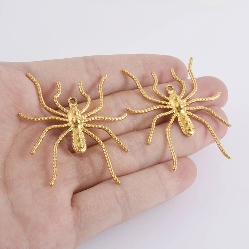 5pcs Stainless Steel Bee Spider Cicada Butterfly Dragonfly Flower Tree Grass Pendants Insects Charms Jewelry Making Accessories