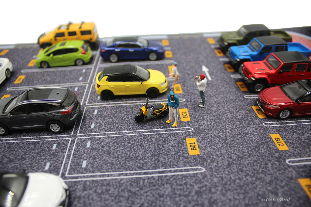 1:64 Scale Parking Road Garage Football Field Toy Mat Mouse Pad For Diecast Car Model Dolls Scene Display