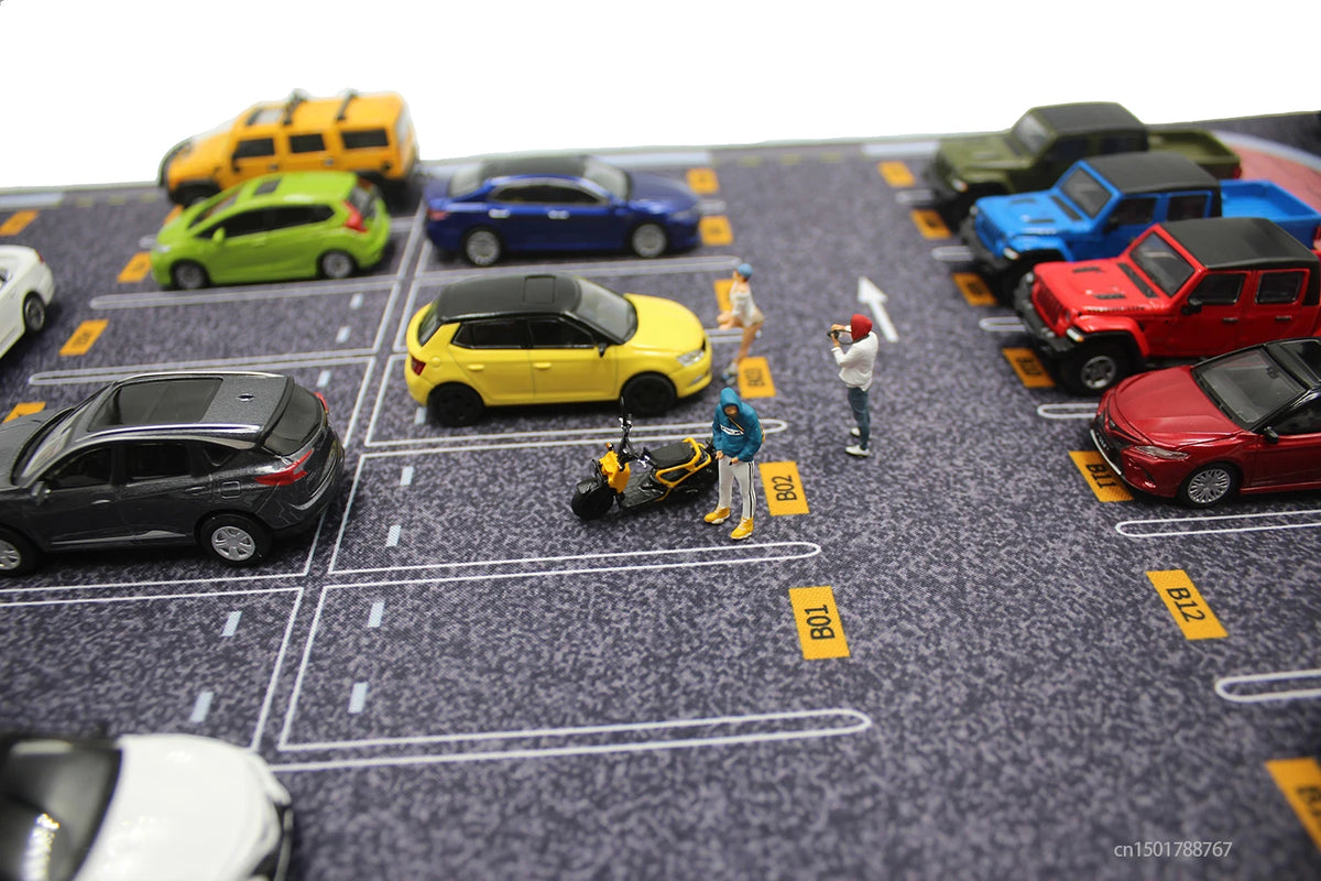 1:64 Scale Parking Road Garage Football Field Toy Mat Mouse Pad For Diecast Car Model Dolls Scene Display