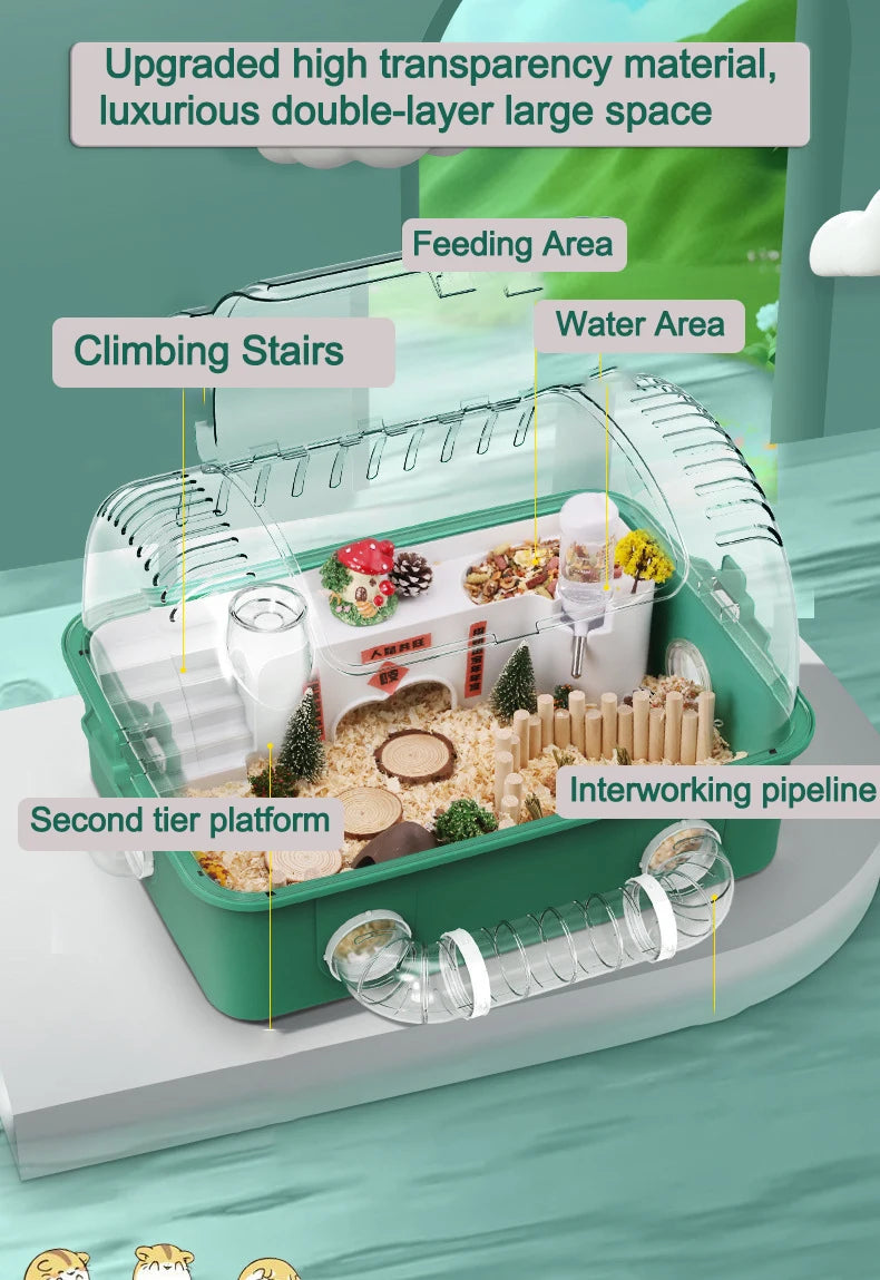 DIY Tunnel Cage Hamster Cage Hamster Hose Tubing Toy Fun Platform Pet Home Drinking Water Bottle For Golden Hamster Fun Tunnel
