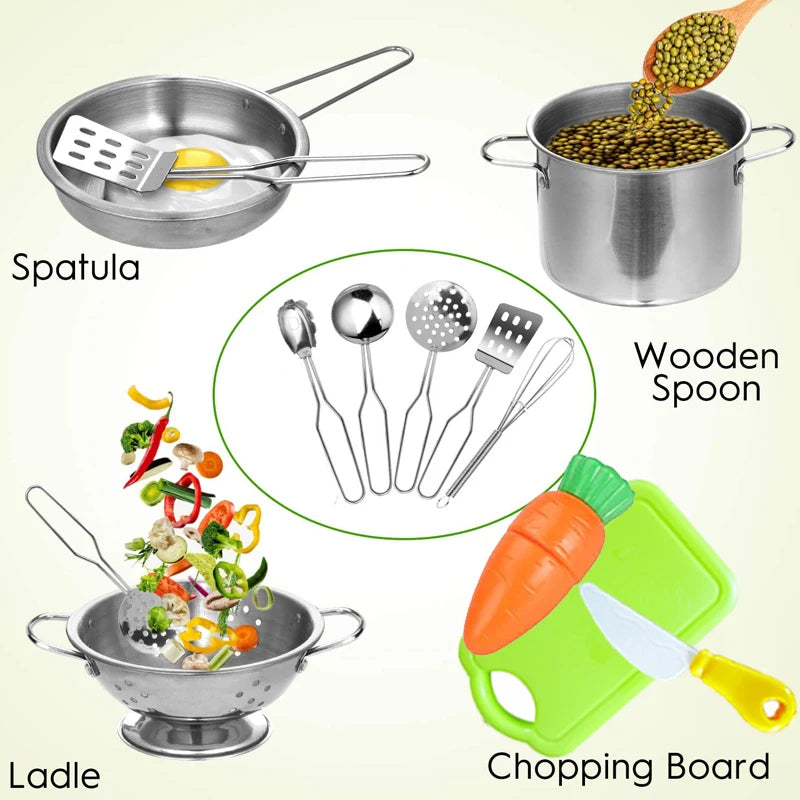 Kitchen Set Pretend Play Simulated Kitchen Toy Children Role Playset Cooking Set Educational Gift for Kids Girls Boy
