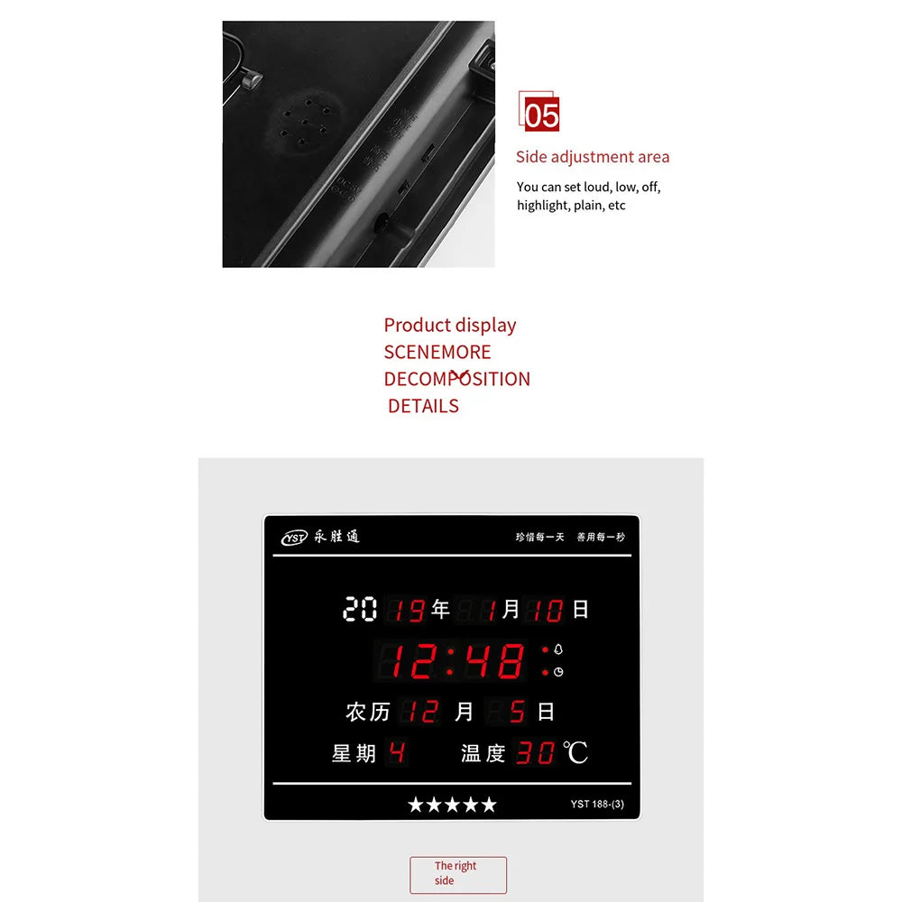 Perpetual Calendar Clock, Large Display Digital Wall Clock with Indoor Temperature and Humidity Perfect Office or Home Clock