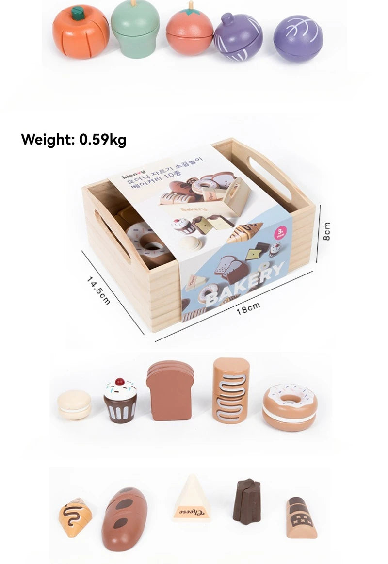 Children's Wooden Fruits and Vegetables, Joyful Play at Home Toys, Wooden Simulation Kitchen Toys, Girls Cooking Food