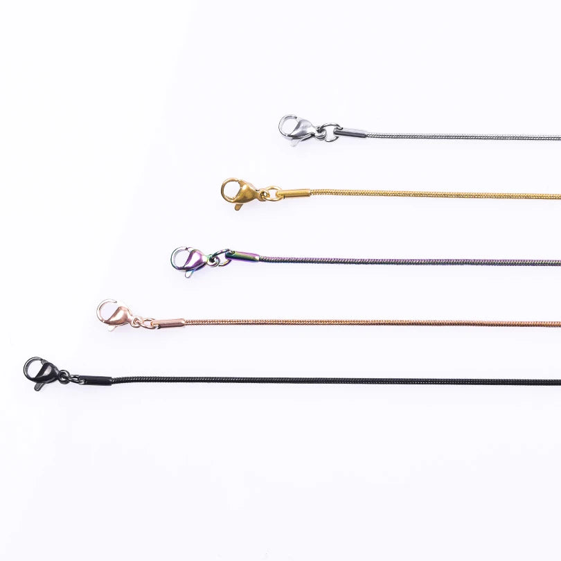 1/5/10pc 1.2mm 45/50/60/70cm Long Stainless Steel Round/Long Plain Snake Chain Necklace For Women Men DIY Fashion Jewelry Choker