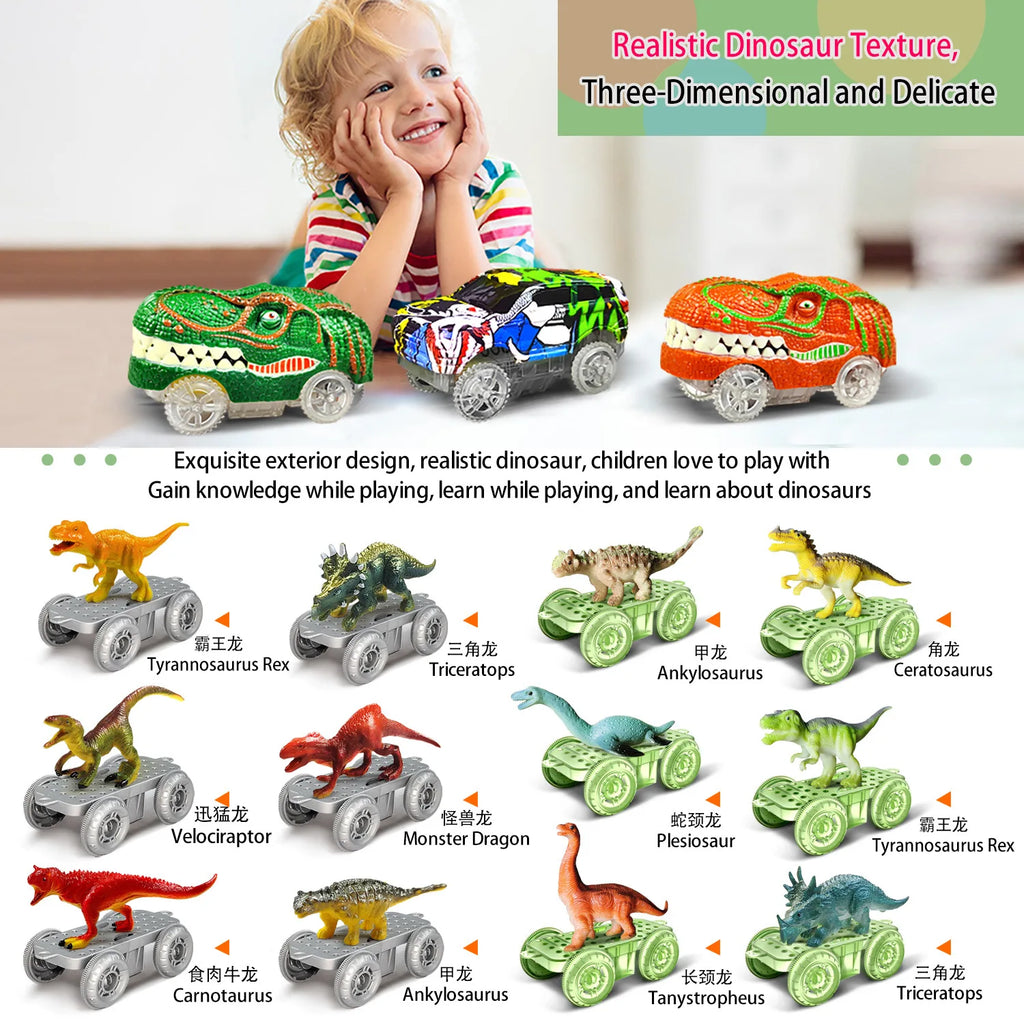 Dinosaur Rail Car Assembly Diy Roller Coaster Assembly Puzzle Versatile Track Electric Train Toy Gift