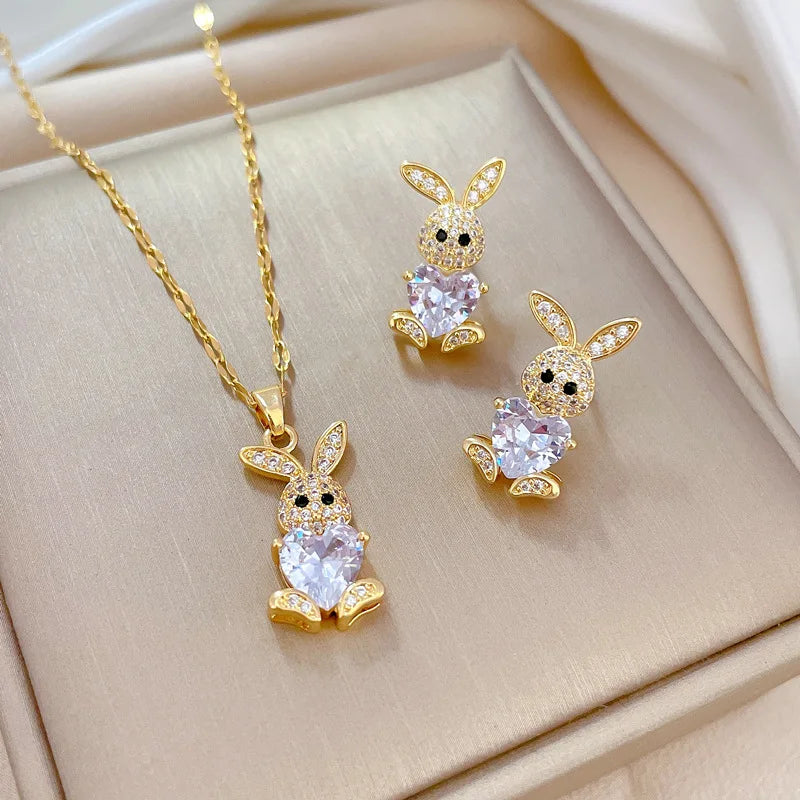 Stainless Steel Austrian Crystal Enamel Square Pendant Jewelry Sets Women African Costume Jewelry Maxi Necklace Earring Set