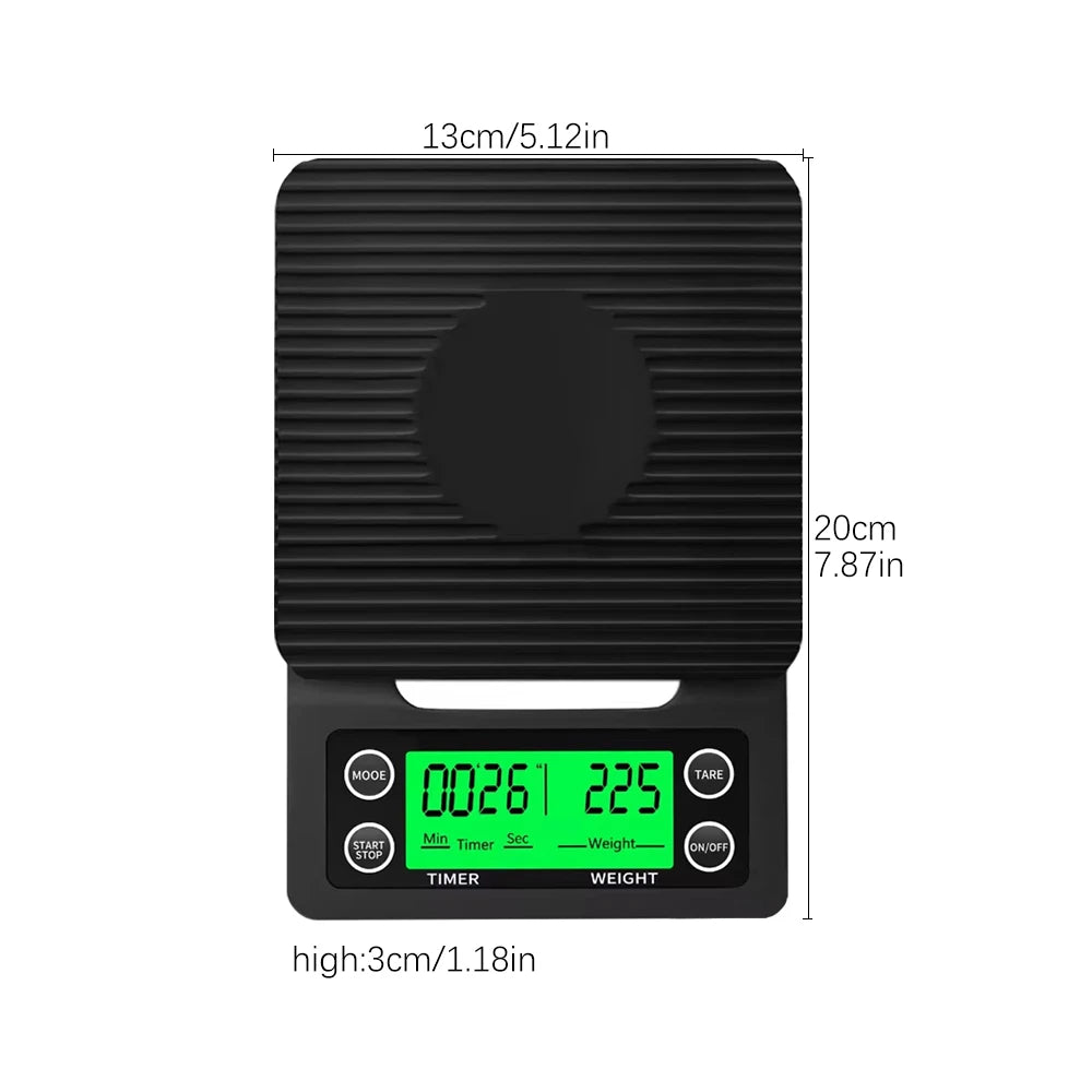 Kitchen Tools Coffee Scale with Timer Digital Multifunction Weighing Scale 3kg/0.1g Pour Over Drip Espresso Scale LCD Display