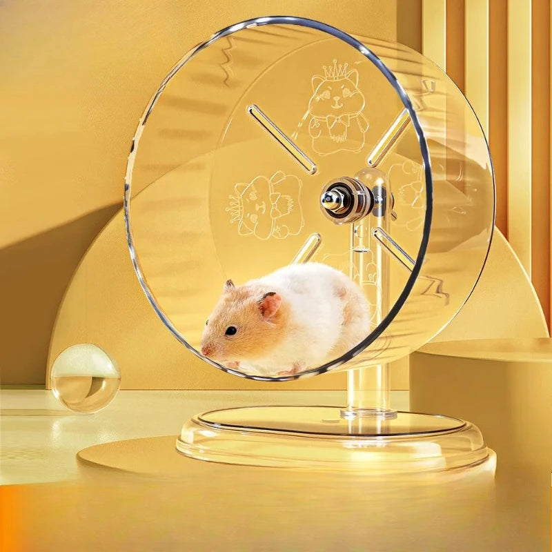 Silent Transparent Hamster Running Wheel Printed Design Small Animal Cage Accessories Suitable for Dwarf Rats And Other Pets