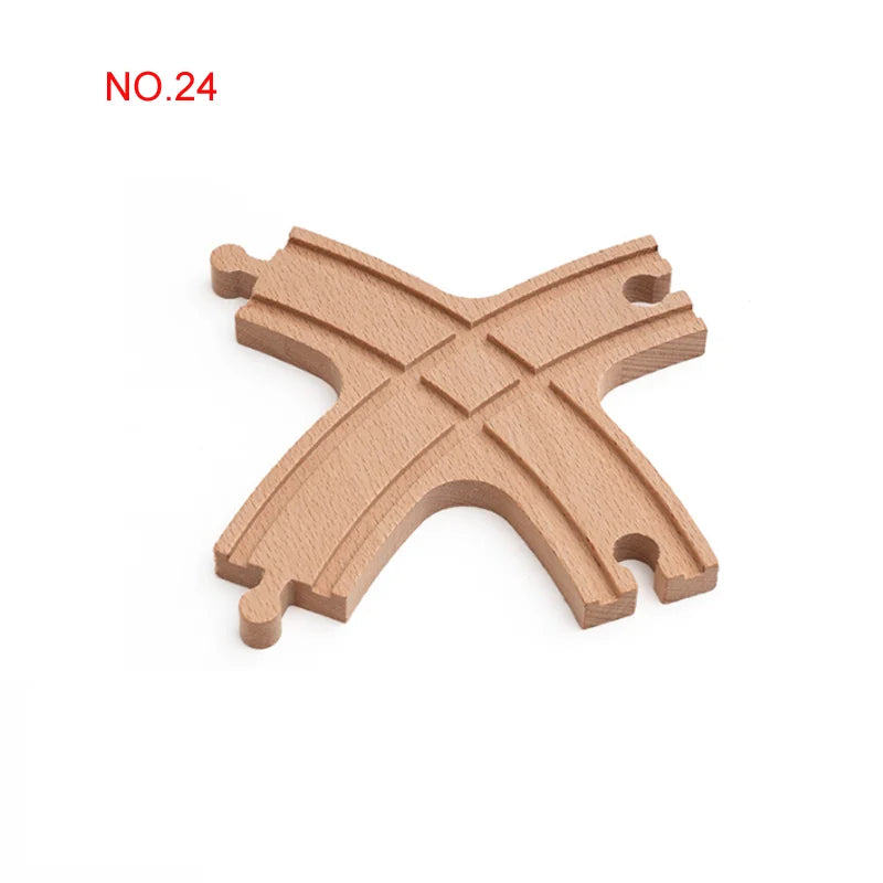 New Wooden Railway Track All Kinds Fork Rail Bifurcation Beech Wood Track Accessories Fit for Thomos Wooden Train Tracks Toy
