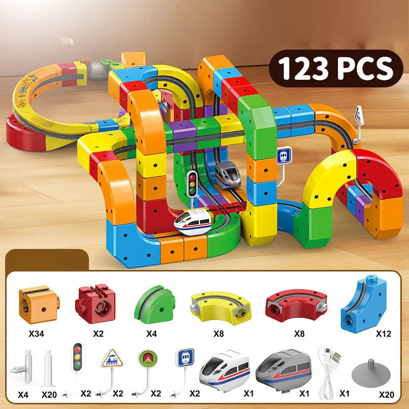 DIY Latest Educational Toys Assembly Magic Track Train Set Children's Toys Non-remote Control Rail Car Gift Box Christmas Gifts