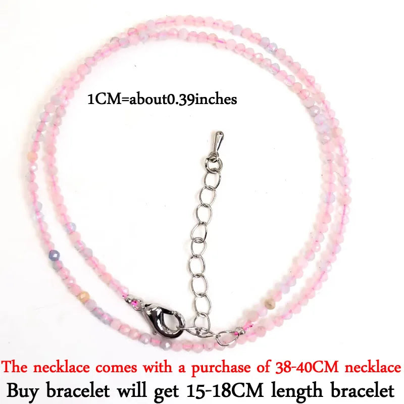 2024 New Boho 2mm Natural Stone Crystal quartz Necklace Bracelet Small Chain Ladies Fashion Accessories Charm Jewelry Accessorie