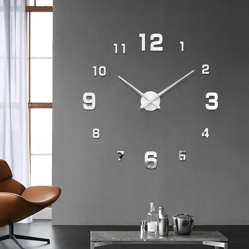 New Modern Design Large Wall Clock 3D DIY Quartz Clocks Fashion Watches Acrylic Mirror Stickers Living Room Home Decor Horloge