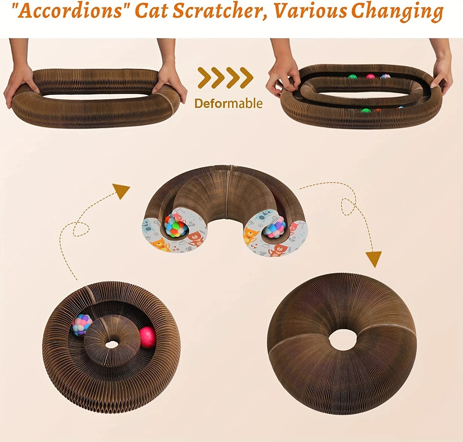Ultimate indoor interactive mental and physical exercise cat toy, foldable cardboard scratching post