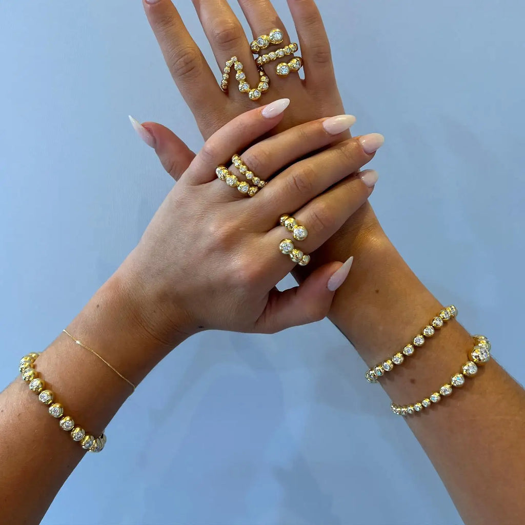 New Arrived Top Quality Fashion Women Female Jewelry Set Bezel 5A CZ Round Beaded Tennis Chain Bracelet Necklace