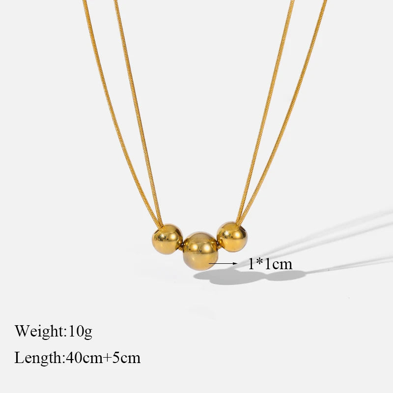 EILIECK 316L Stainless Steel Gold Color Hollow Ball Beads Pendant Necklace For Women Non-fading Choker Jewelry Girls Gifts Party