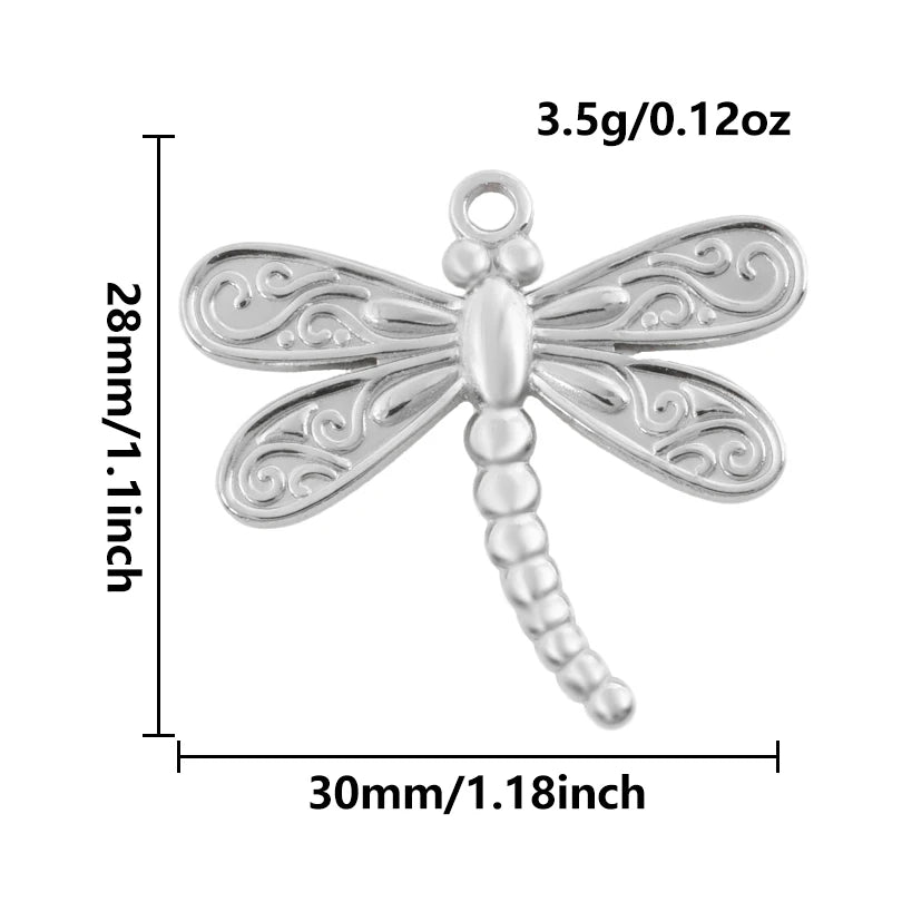 5pcs Stainless Steel Bee Spider Cicada Butterfly Dragonfly Flower Tree Grass Pendants Insects Charms Jewelry Making Accessories