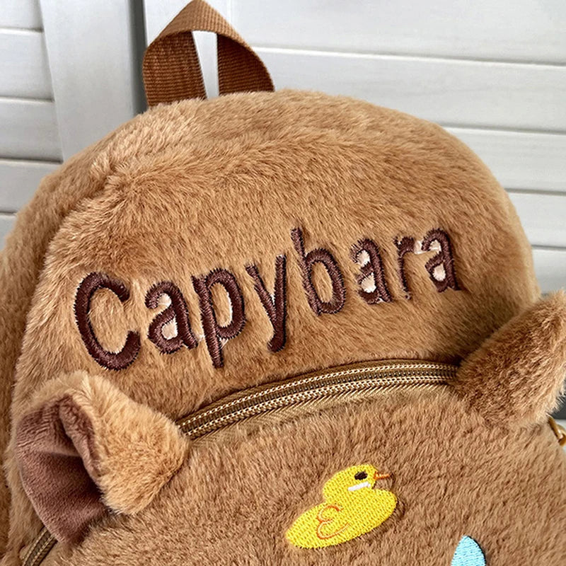 New Capybara Cartoon Animal Doll Plush Backpacks; Cute Portable Bag for Girls.