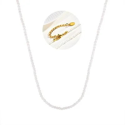 Unique Colored Natural Stone Necklace,Women's Stainless Steel OT Buckle Bead Chain Necklaces,Fashion Jewelry Gifts