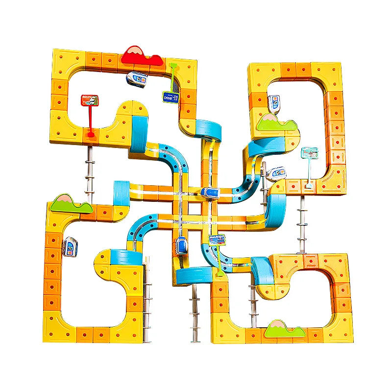 Hot Selling Magnetic Car Stem Racing Car Railtrack Set Montessori Motorized Train & Gravity Maze Toy Educational Gift