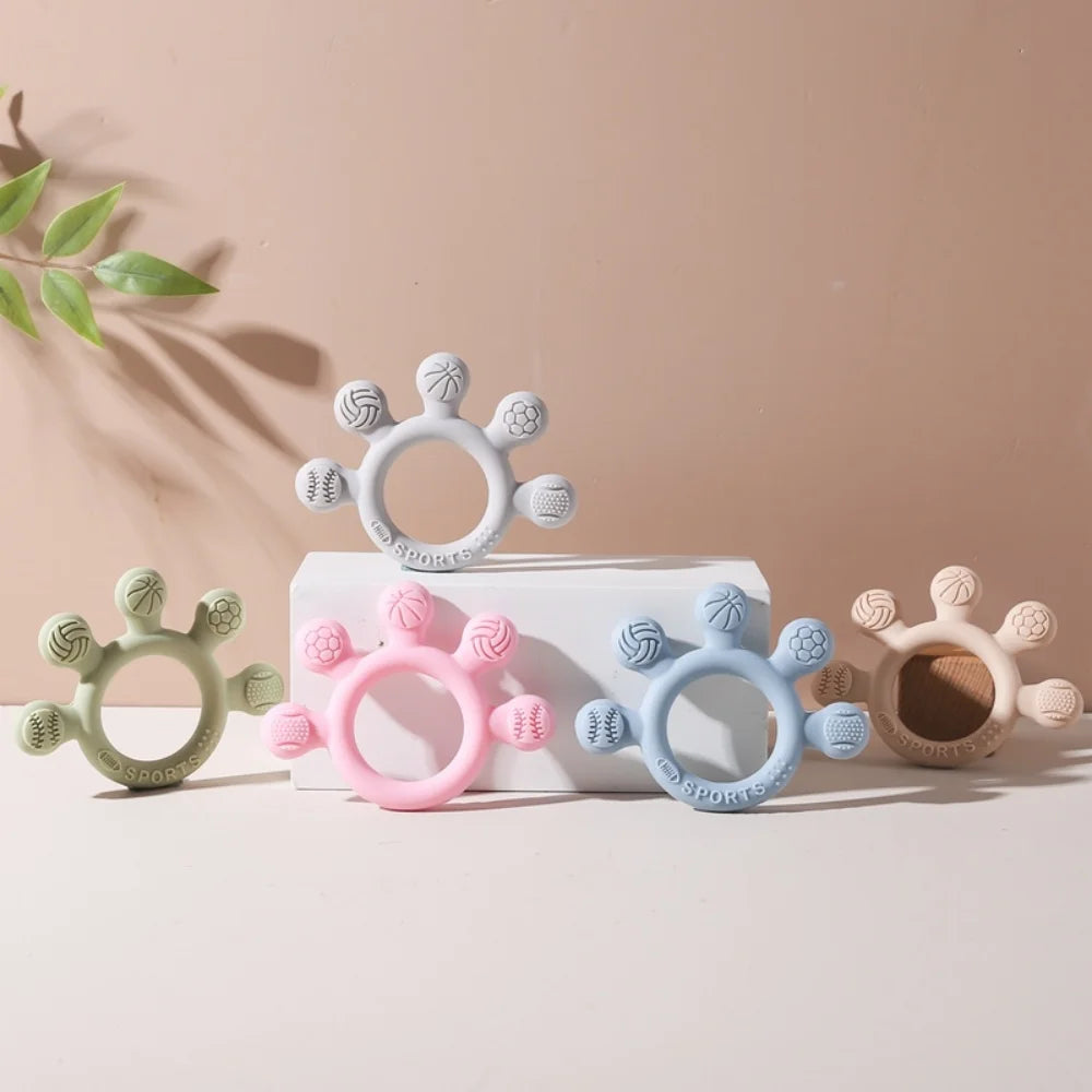 Baby Silicone Teether Anxiety Teething Toys 0 12 Months Toys Food Grade Silicone Ring Bracelet for Baby Soothing Tooth Chew Toys