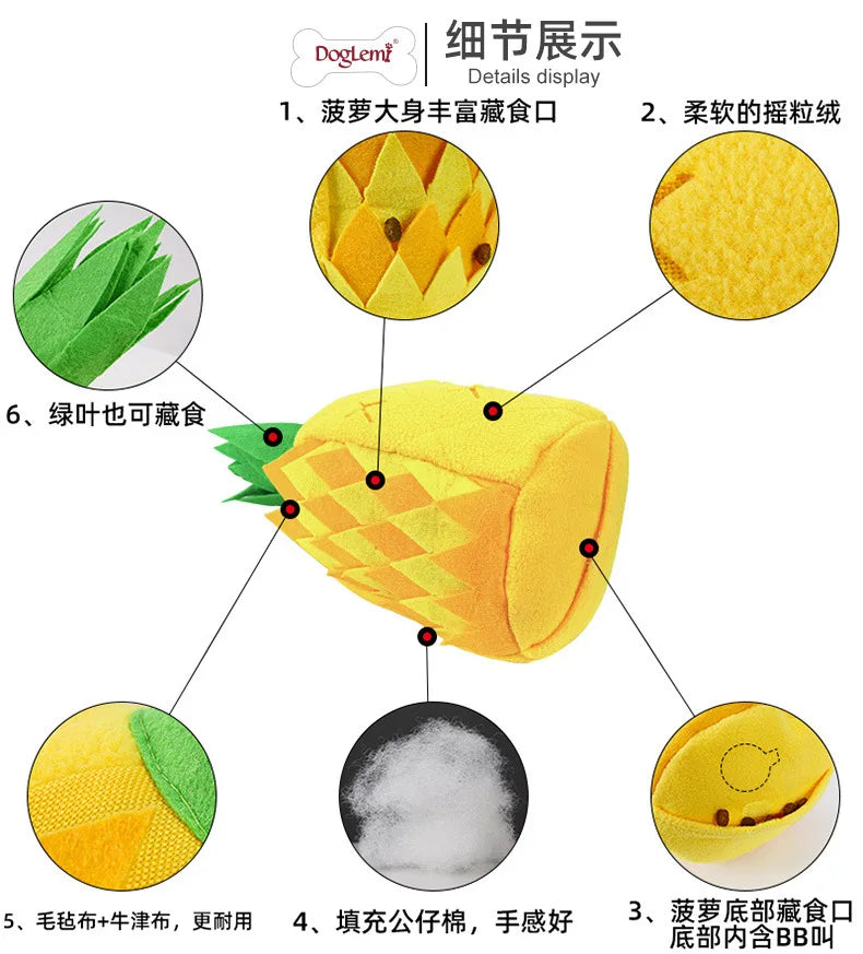 Pineapple Sniffing Pet Toy, Food-Hiding Educational Plush Dog Toy, Sound-Making, Teeth-Grinding, Boredom-Relieving Pet Supplies