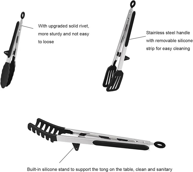 Kitchen Tongs Silicone Food Tongs Non Stick Cooking Serving Tongs For BBQ Salad Steak Pasta Spaghetti Noodles