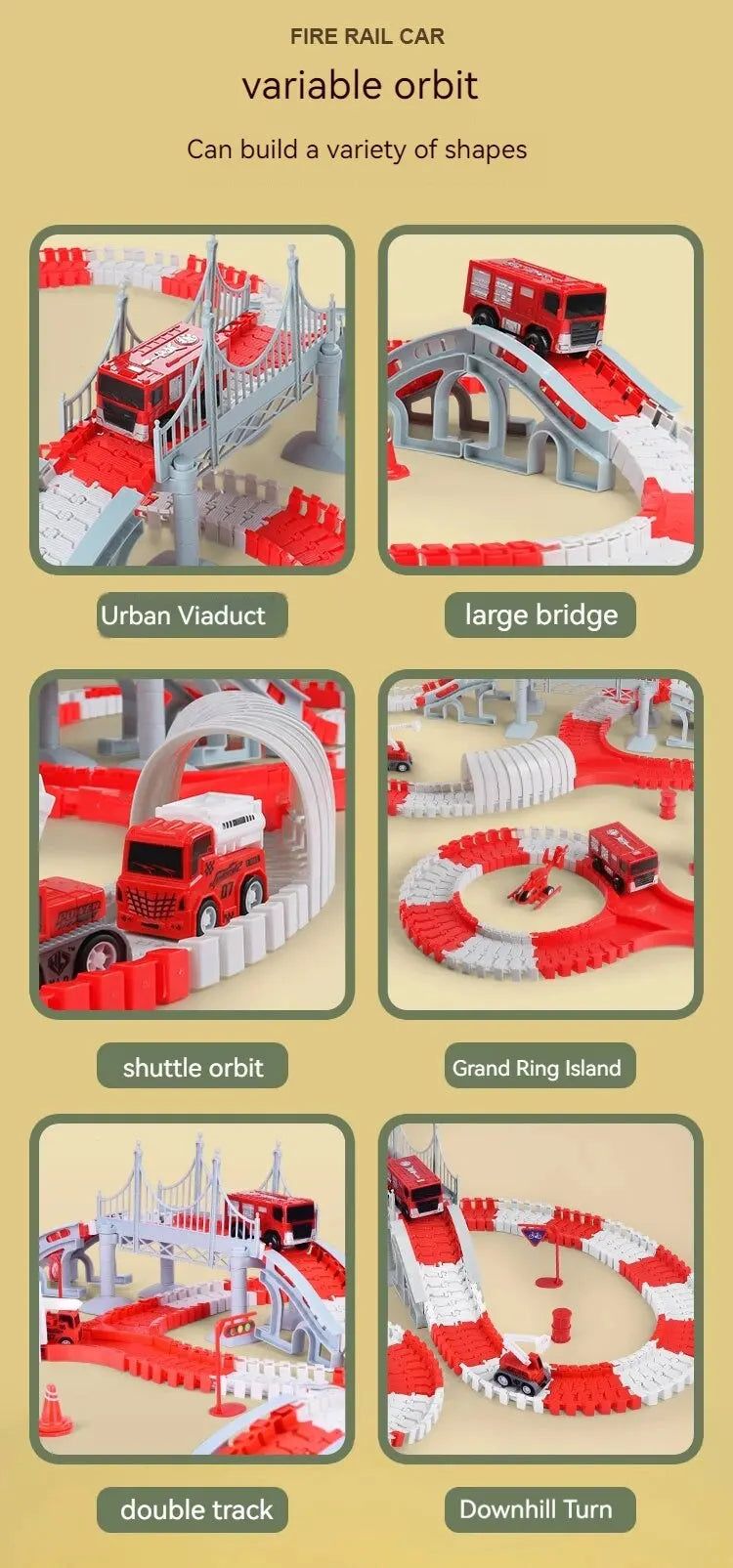 Fire Engine Track Assembling Car Engineering Minin Car Set Kids Puzzle Boy Toys Track Car Train Toys For Children Birthday Gift