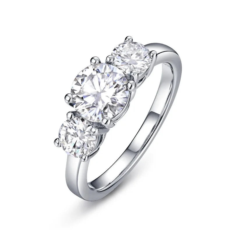JoyceJelly S925 Sterling Silver Colors Moissanite Ring 2CT 4CT Total Full Moissanite Diamond Jewelry For Wedding Engagement Gift