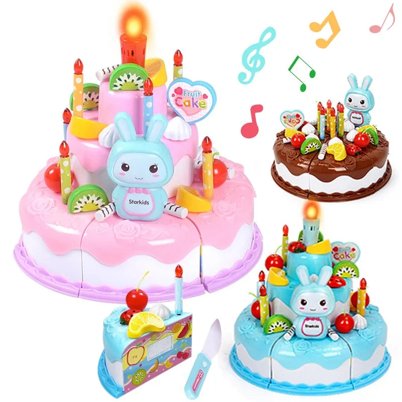 Children Pretend Cake Goodies Play Simulated Kitchen Toys Plastic Cutting Food Kids Toy Object Cognition Boys Girl Birthday Gift