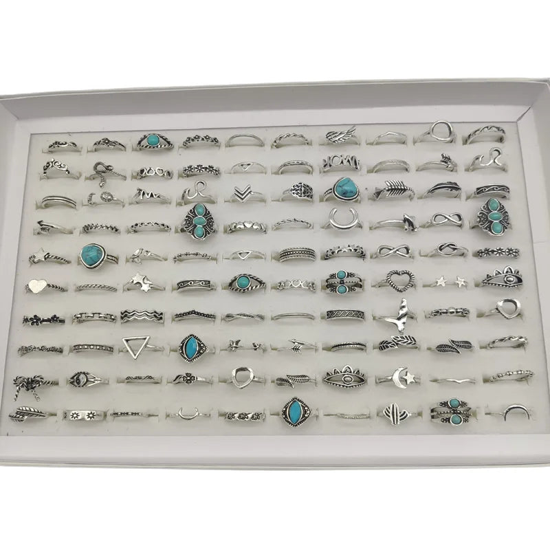 50000 Style Different Finger Rings Wholesale In Stock 100pc/Lot Hot Vintage Silver Gold Color New Alloy Joint Ring Party Women