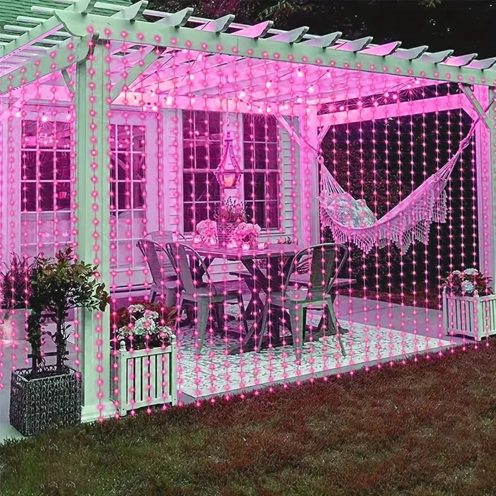1pc 6x3/3x3/3x2/3x1m USB LED Curtain String Lights Bedroom Christmas Garland Fairy Lamp Wedding Party Home Decoration Lighting