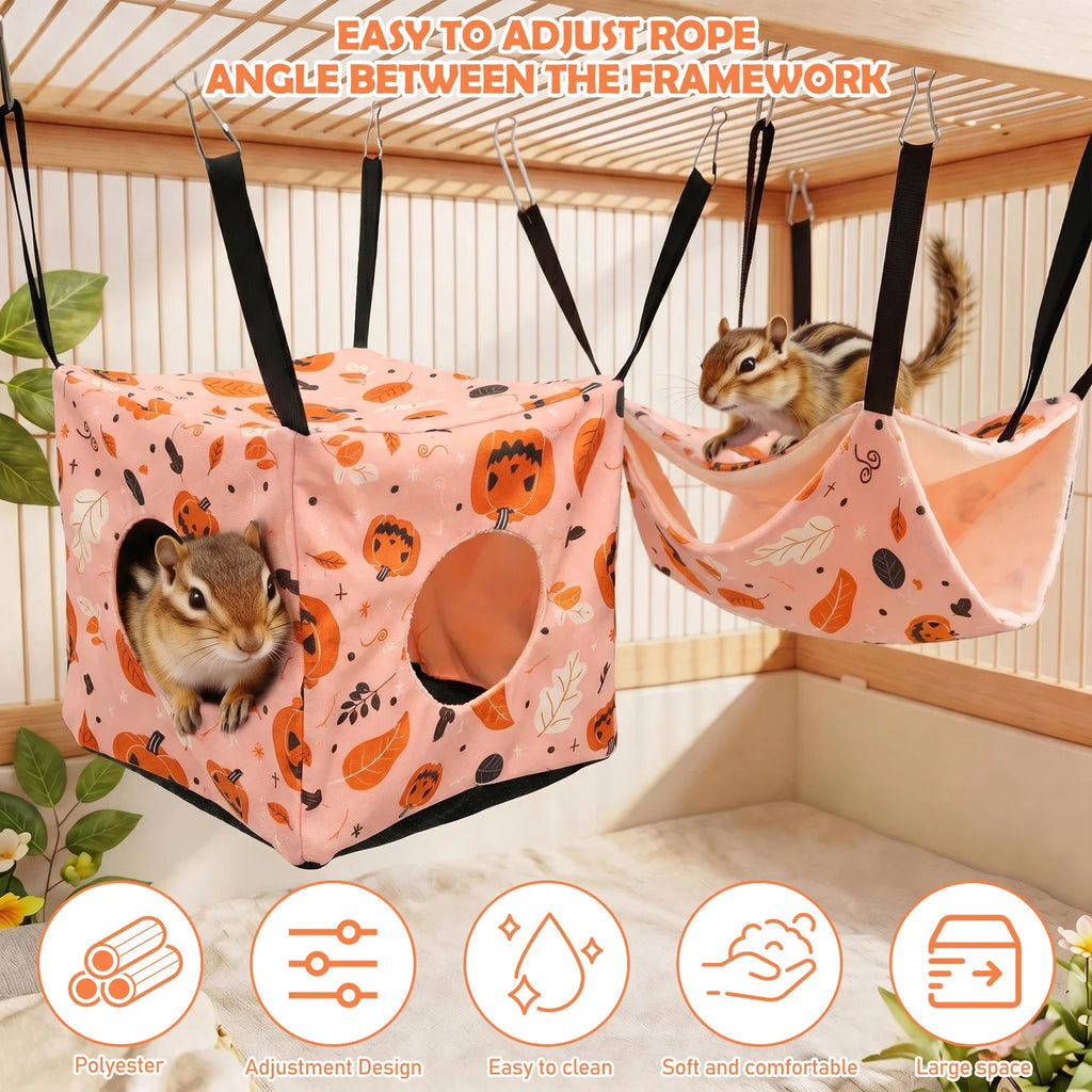 4Pcs Hamster Hammock Soft Cozy Rodent Hamster Bed Hanging Rat Cage Accessories Adjustable Ferret Hanging Nest Swing Pet Supplies