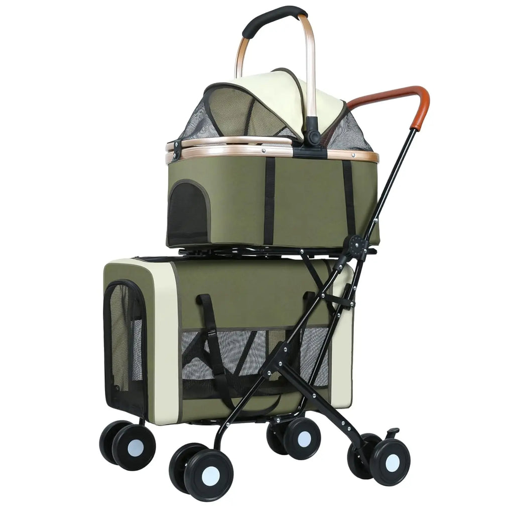 Travel Stroller Foldable Double Detachable Portable Carrier Pet Stroller for 2 Small Medium Dogs Cats Stroller Pet Supplies