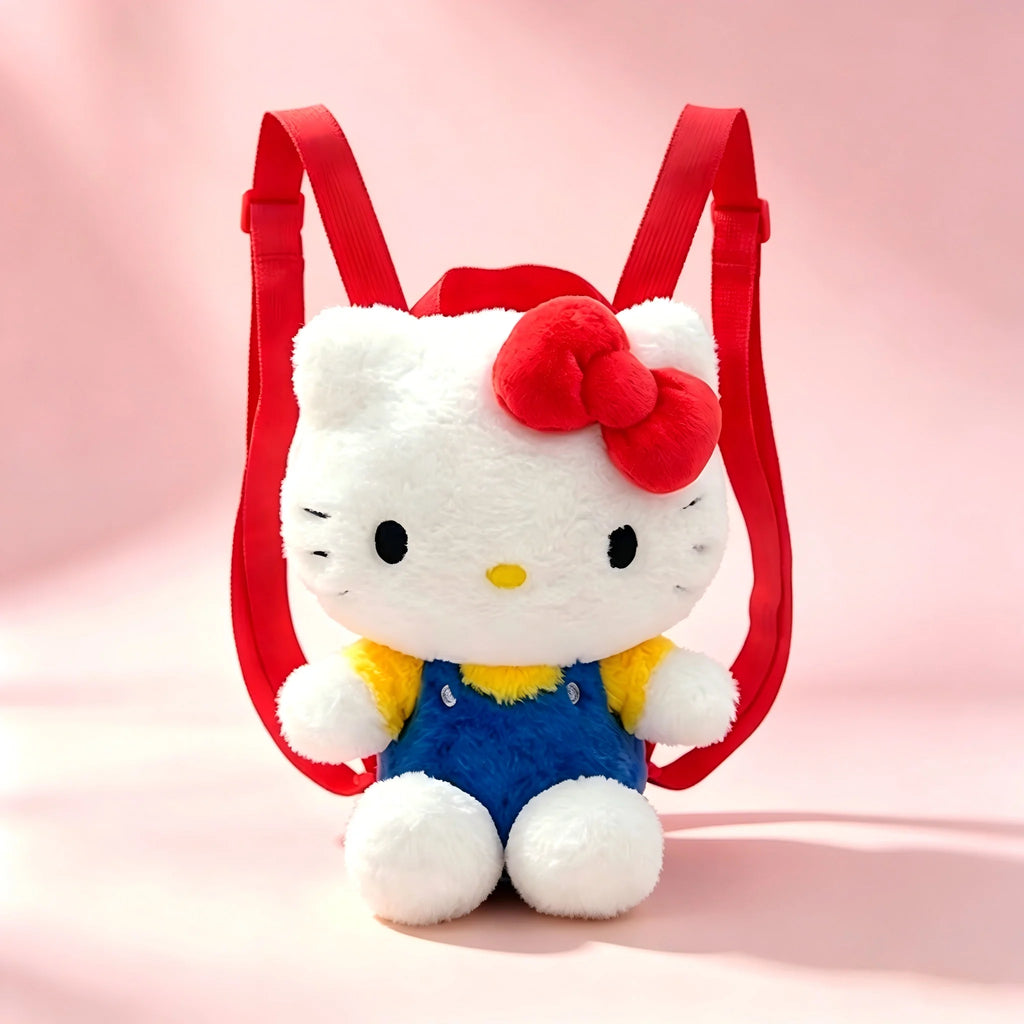 Genuine Anime Sanrio Hello Kitty Plush Backpack Kawaii Stuffed Toy Cartoon Schoolbag Bag for Girls Kids Birthday Gift