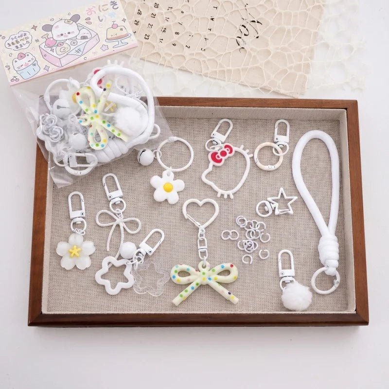 1Set 15pcs Plastic Perler Bead Charms Multicolor DIY Keychain Bag Pendant Accessories Craft Making Supplies With Jump Rings