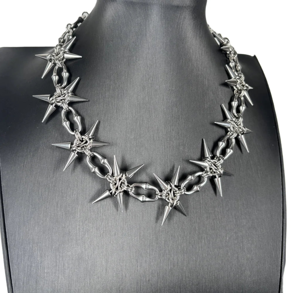 Punk Grunge Rock Rivet Clavicle Chain Cool Fashion Handmade Geometric Necklace Goth Charm Jewelry Hip Hop Accessories Gift